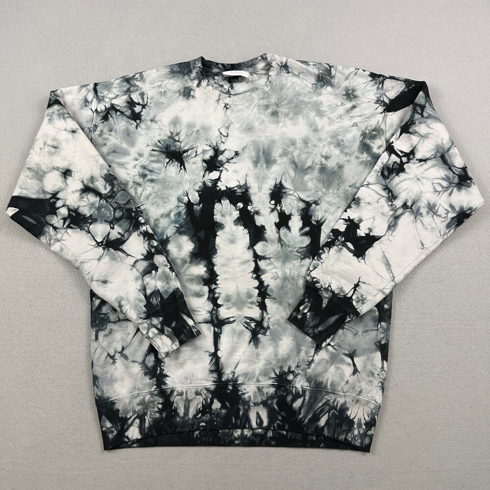 Champion Sweatshirt Men Medium Black Tie Dye Graphic Crewneck Fleece Pullover M